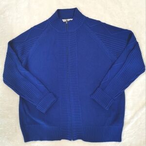 Bianca Nygard Full Zip Chunky Cardigan in Royal Blue - Sz 2X